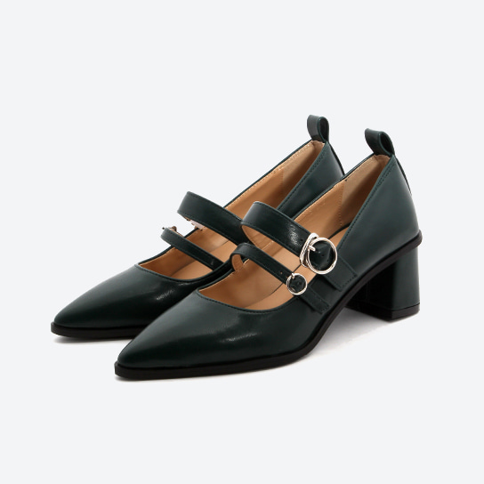 PU-A42 _ two buckle mary-jane stilleto pumps
