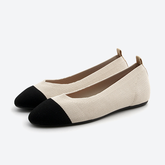 FL-6392 _ strap set scheme knit flat shoes